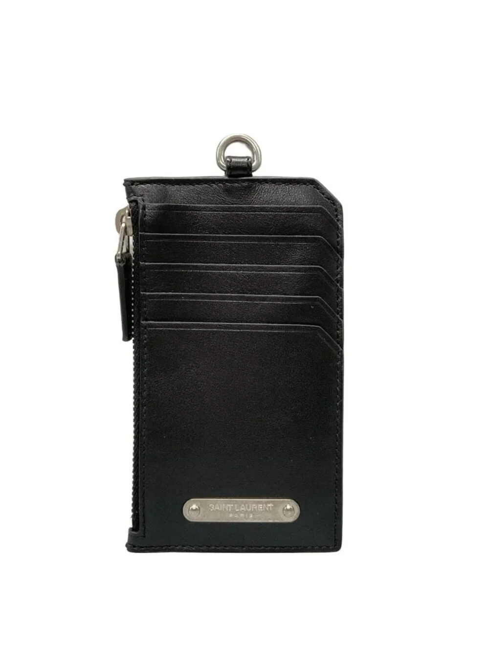 ★SOLD★ Saint Laurent Paris Coin Case Black Fragment Leather - Picture 1 of 6